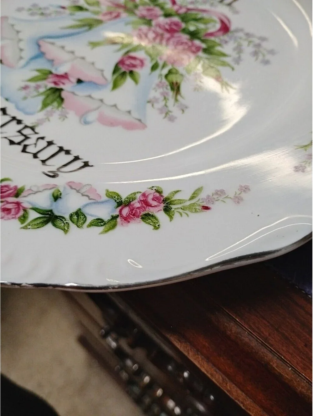 25th Anniversary Celebration Plate Norcrest Fine China B-331 Japan Platinum Trim
